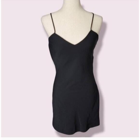 Anthropologie Adelyn Rae Black Mini Dress Sleeveless Spaghetti Straps - Picture 2 of 10